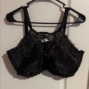 Cacique Black and Gold Lace Bra Balconette style